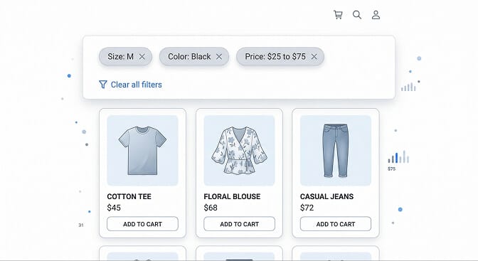 Applied filter tags as breadcrumb pills