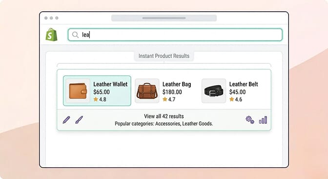 Autocomplete dropdown with product thumbnails and prices