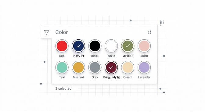 Color swatch filter design for ecommerce stores