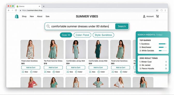 Sparq AI search for Shopify stores