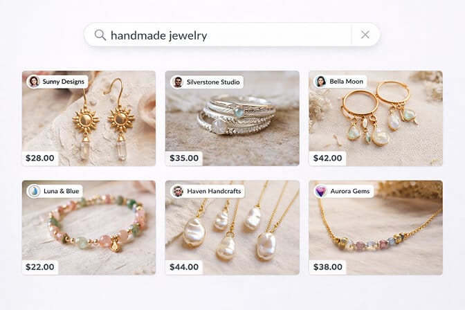 Marketplace federated search unifying results from multiple sellers into one view