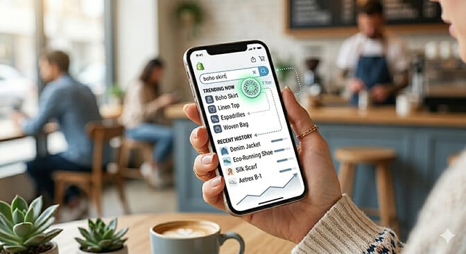 Full-screen search takeover pattern on a Shopify mobile storefront