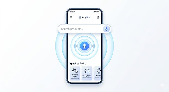 Voice search microphone input inside a Shopify mobile search bar
