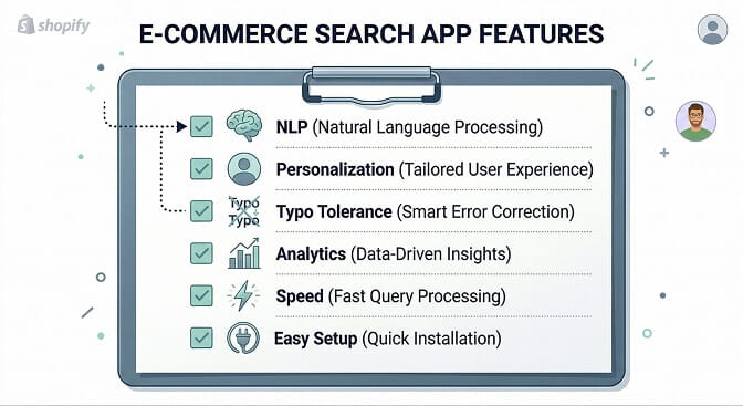 Checklist of features to evaluate when choosing a personalized search app for Shopify
