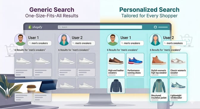 Diagram explaining what personalized search means for Shopify stores
