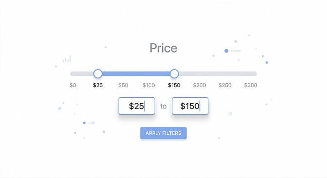 Price range slider filter for ecommerce