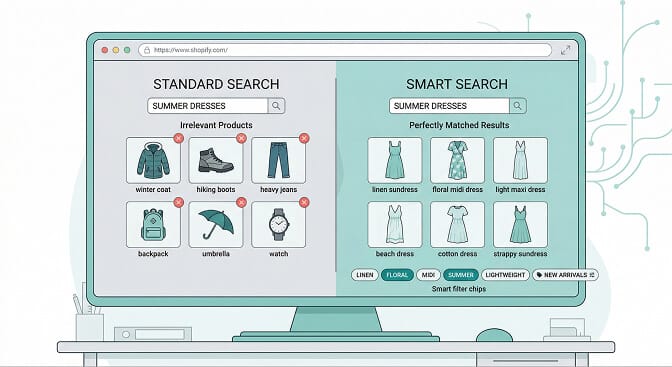 Basic vs AI-powered ecommerce search comparison