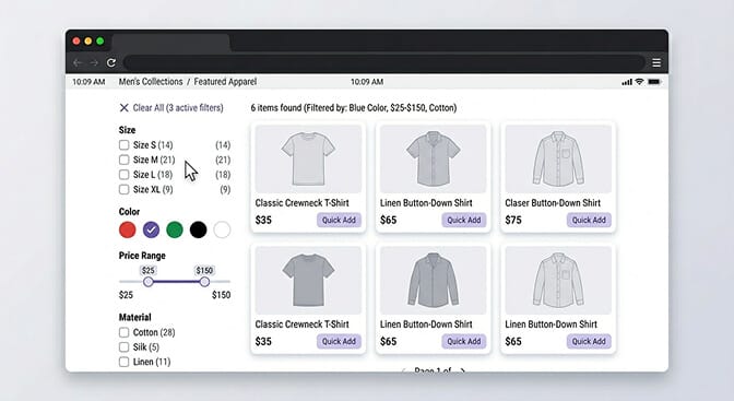 Contextual, dynamic, and mobile-first filters on a modern Shopify collection page