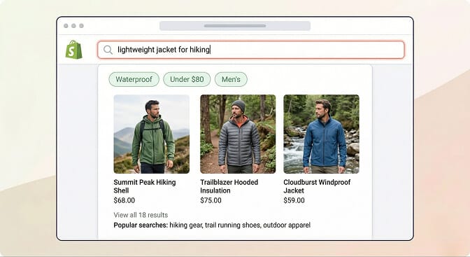 Third-party AI search apps powering Shopify storefronts