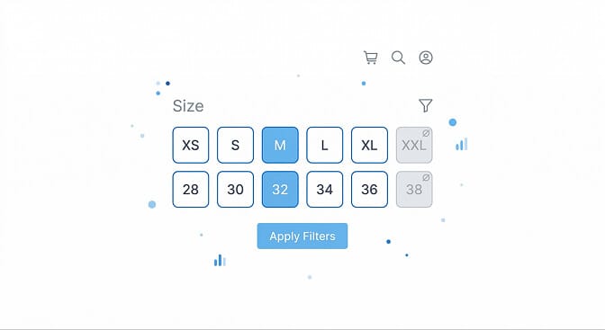 Visual size grid filter for apparel ecommerce