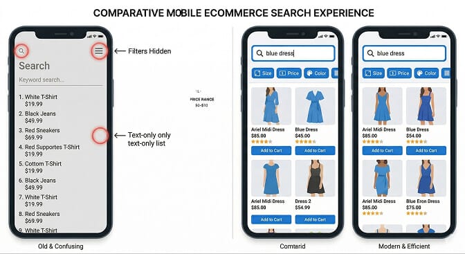 Mobile search UX problems on Shopify stores