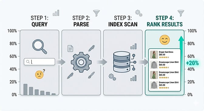 The four step process of an ecommerce search algorithm