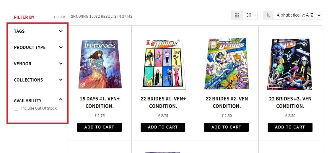 The Unreality Store Filters UI