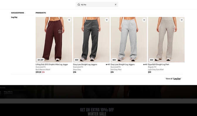 Gymshark search as discovery tool
