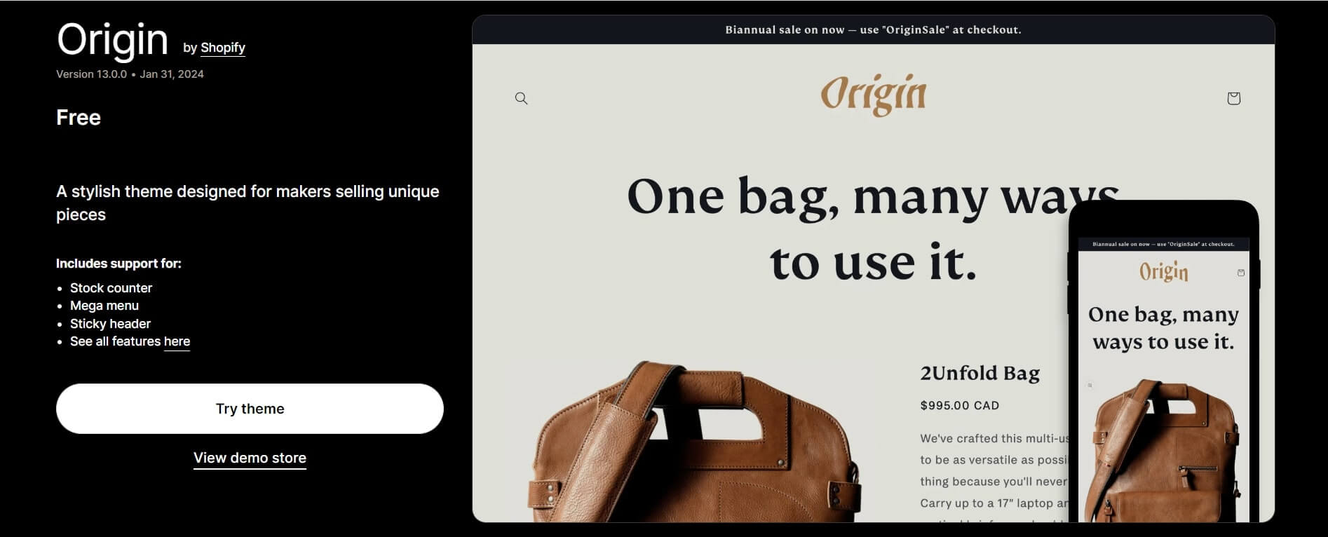Shopify Origin Theme